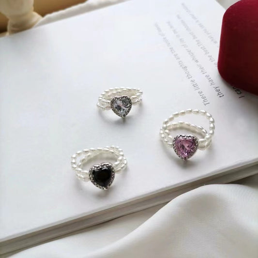 beautiful love shape with diamond index finger ring