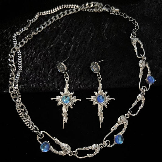 Moonstone starburst niche delicate gradient flow illusion pin necklace