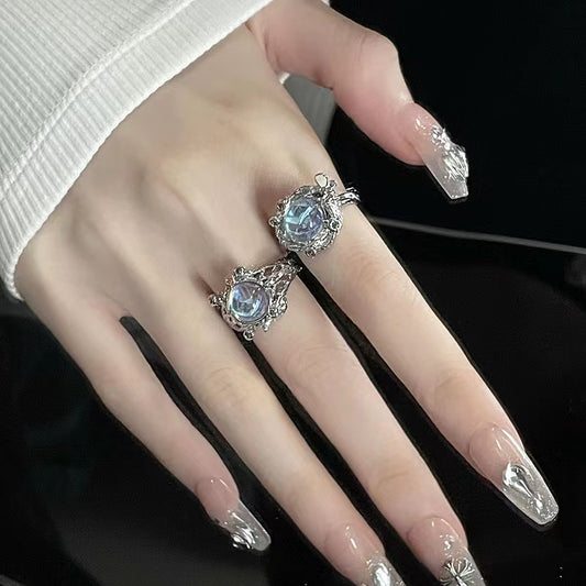 Niche original design butterfly bird high sense moonstone open ring