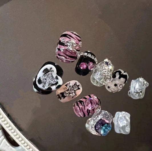 Stay up late hot girl wearing nail art diamond material package