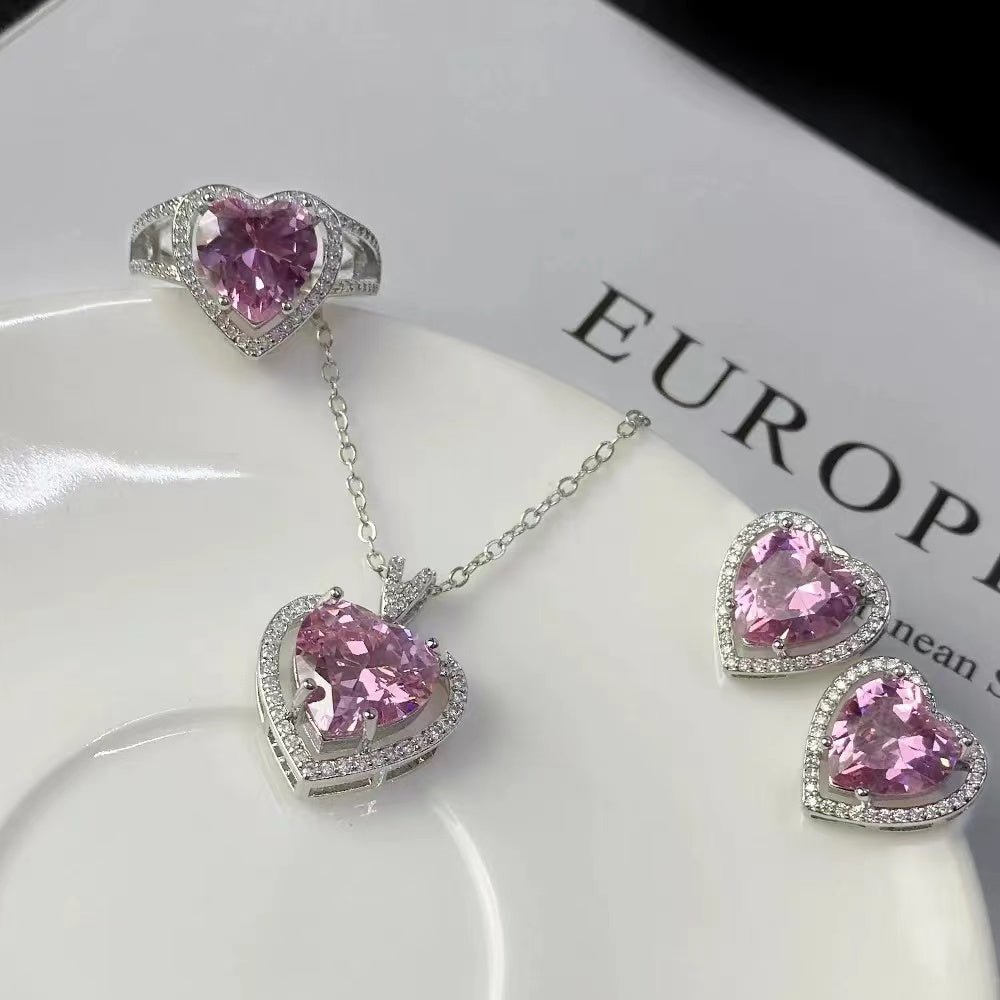 Original design personalized trendy pink zirconia necklace