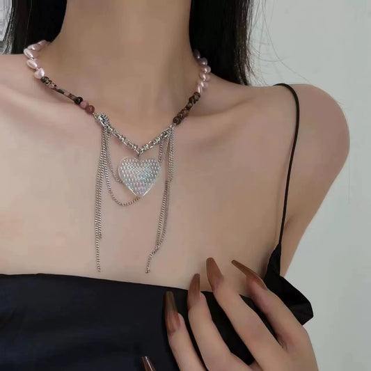 Splicing pearl dazzling mermaid girl love bamboo necklace