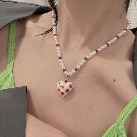 Pink Tulip Love Pearl Necklace