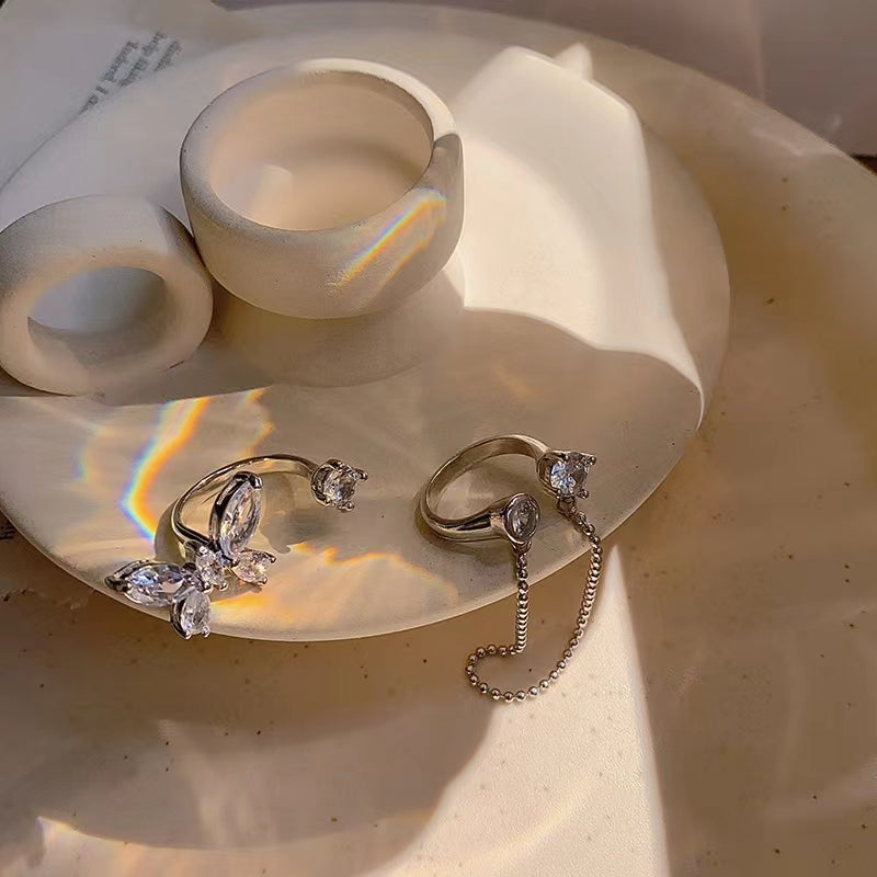 High-class feeling crystal butterfly ring