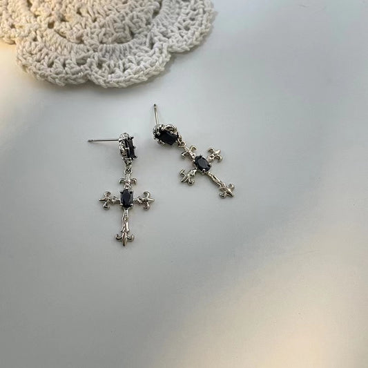 Coffee Gold Vintage Cross Earrings