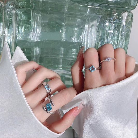 Blue Diamond Metal Ring
