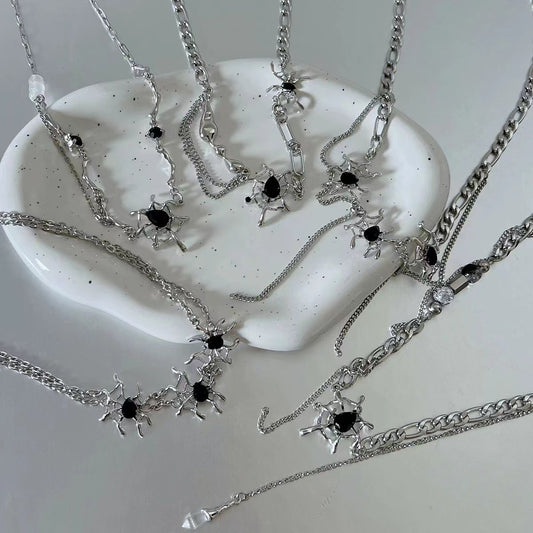 Liquid spider web tassel necklace