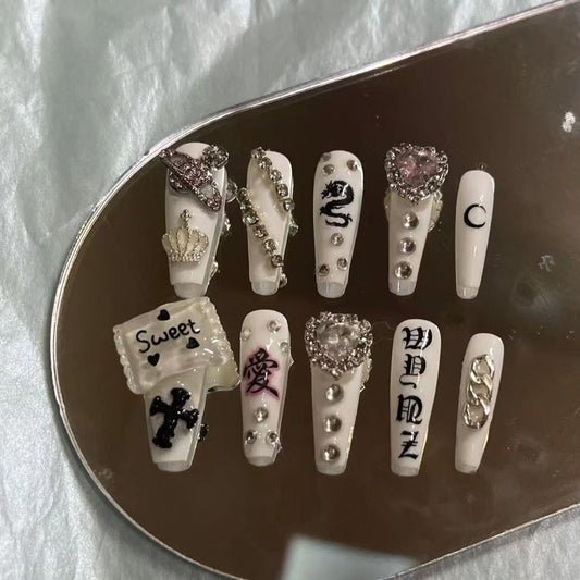 Dragon love Harajuku hot girls wearing nails handmade can be used repeatedly