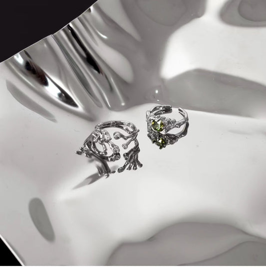 Green irregular design metal ring