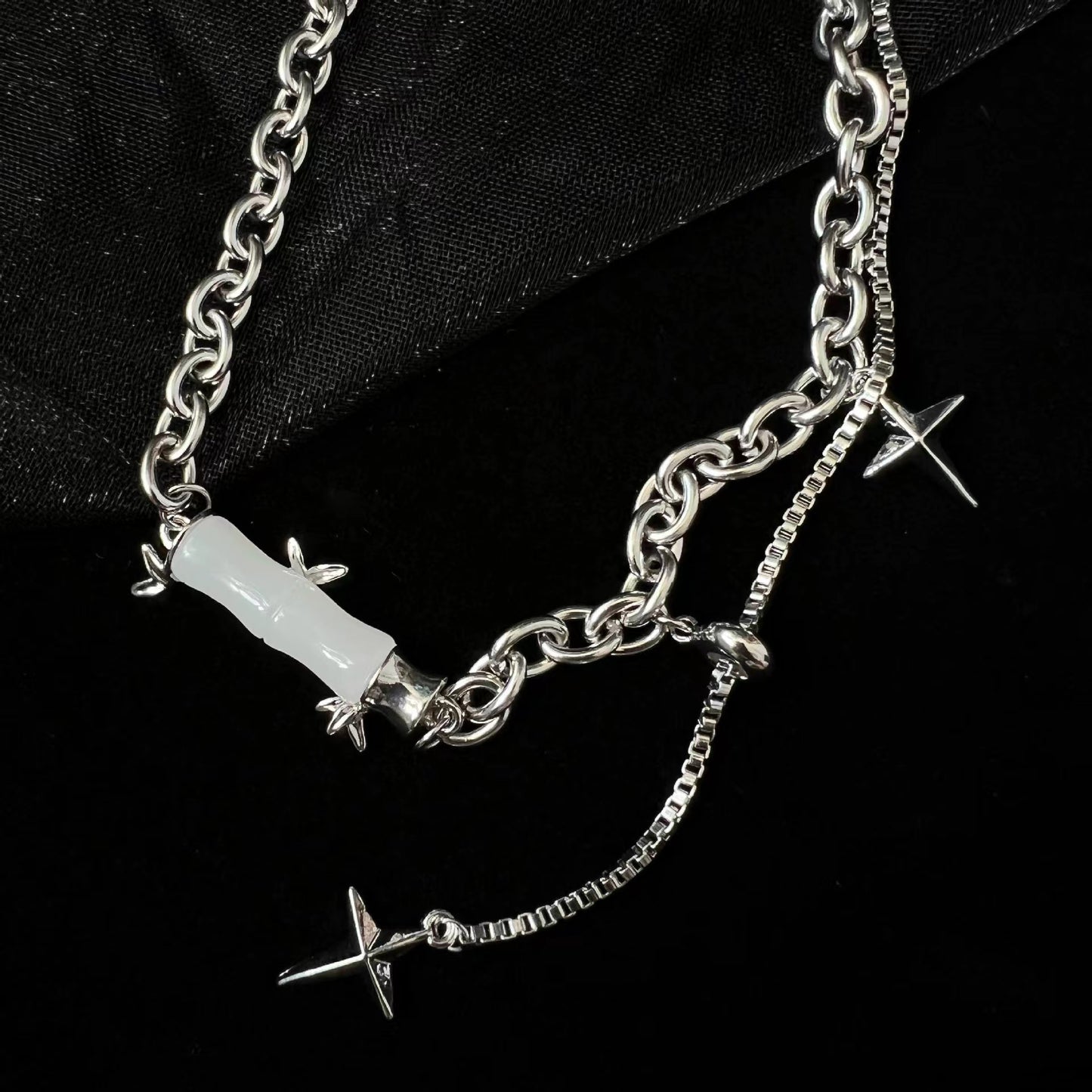 New Chinese white bamboo series tassel necklace necklace