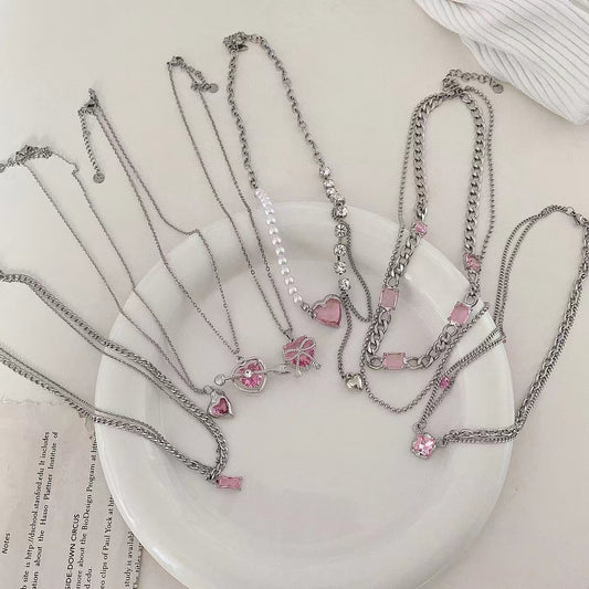 Pink color love pearl necklacePink color love pearl necklace