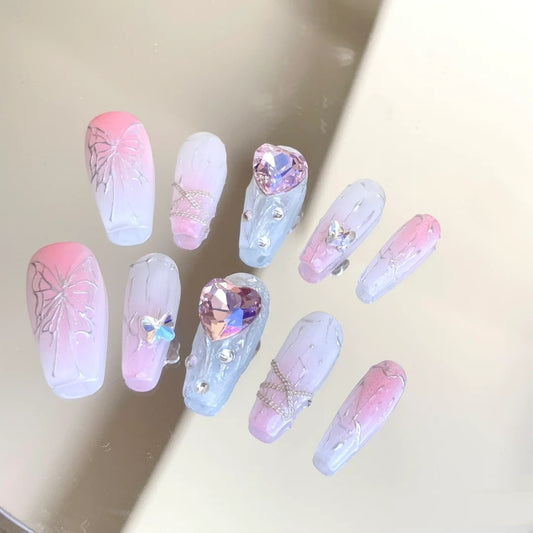 handmade light therapy custom wear nail removable fake nails
