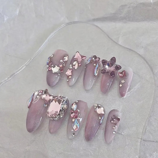 Purple stars stacked diamonds super beautiful princess style