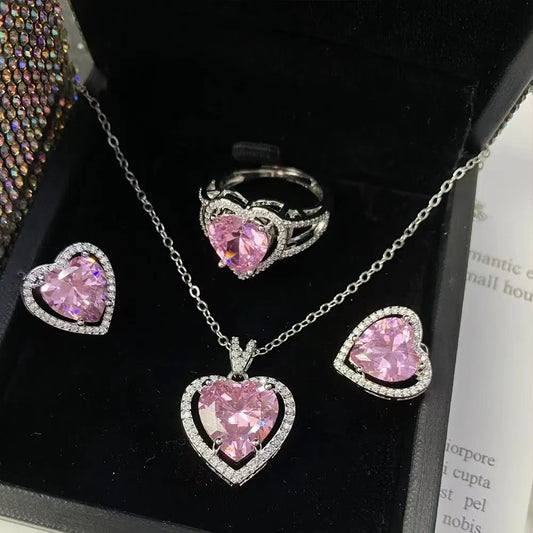 Original design personalized trendy pink zirconia necklace
