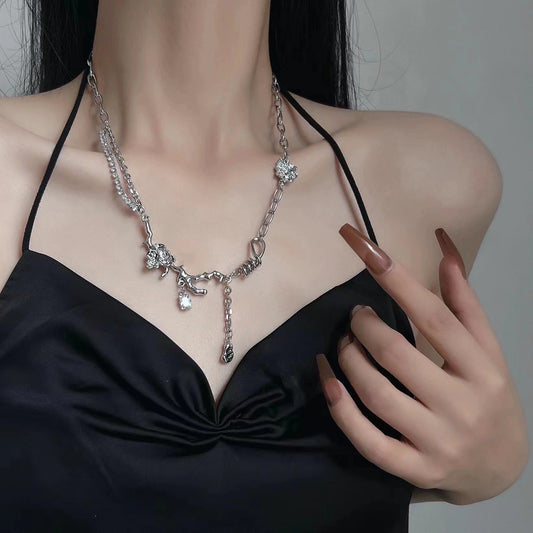 Fairy Sweet Cool Zirconia Rose Necklace