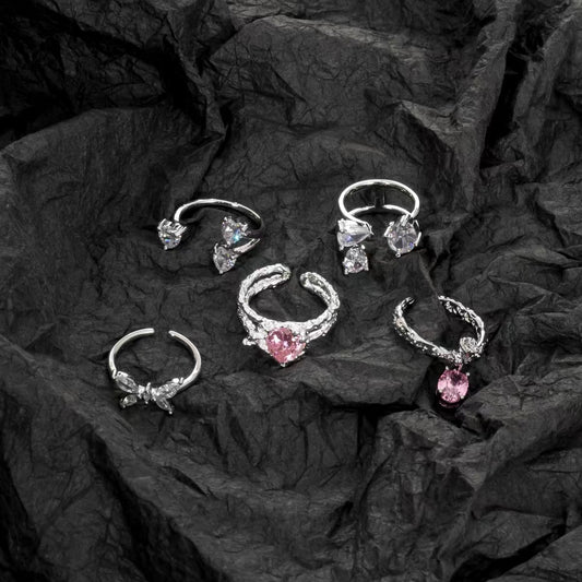 y2k hot girl millennium accessory pink love zirconia ring