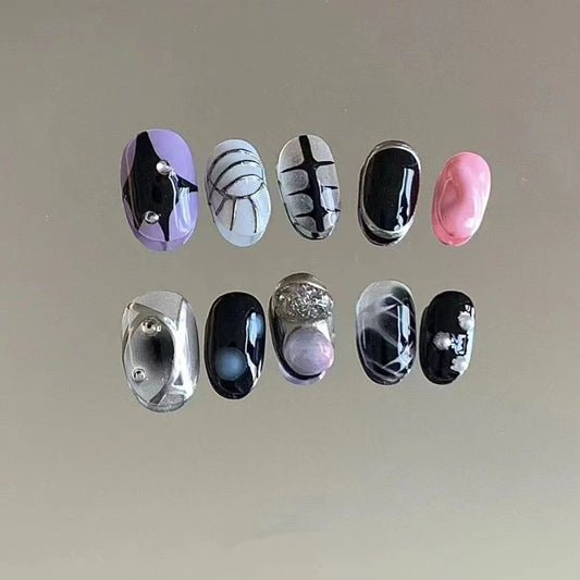 Millennium Spice Girls Y2K Spice Girls nail Saibo futuristic hand-painted wearable nail personality wind nail removable nail