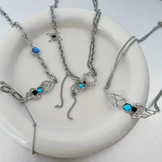 Dreamy blue irregular patchwork pearl necklace