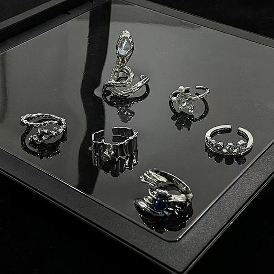 Niche design sense ins dark style gemstone personality hip cool ring