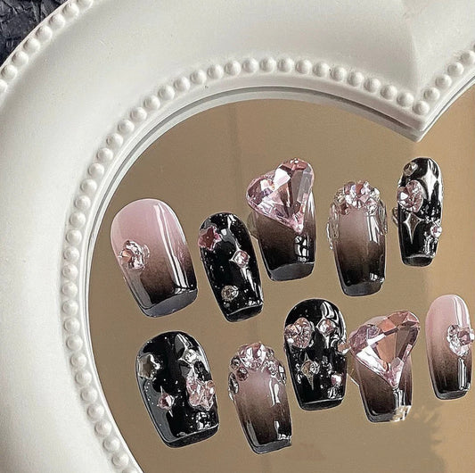Advanced love pink diamond nails