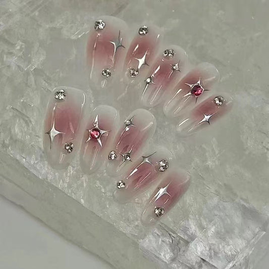Blush purple stars pure desire wind nail patch new removable false nails