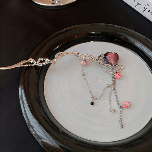 Sweet Cool Love Bead Tassel Hairpin New Chinese Spicy Girl Style Hairpin Popular Simple Modern Hairpin