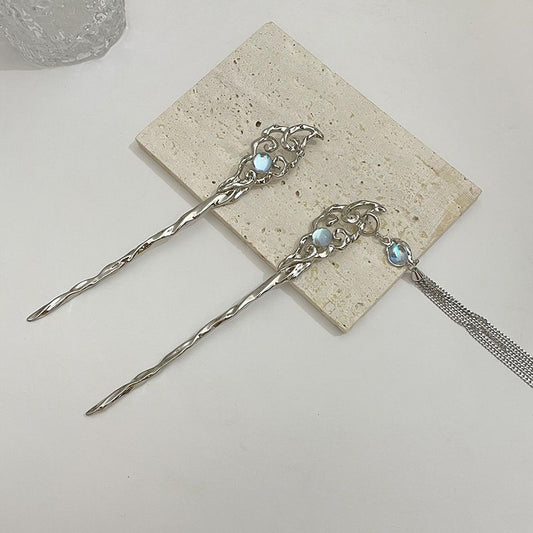 China-Chic Fengyue Guangshi Moon Eclipse Hairpin Female Xia Advanced Hairpin 2022 New style Tassel Hairpin Hanfu Hairpin