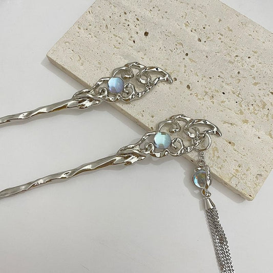 China-Chic Fengyue Guangshi Moon Eclipse Hairpin Female Xia Advanced Hairpin 2022 New style Tassel Hairpin Hanfu Hairpin