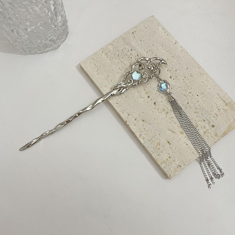 China-Chic Fengyue Guangshi Moon Eclipse Hairpin Female Xia Advanced Hairpin 2022 New style Tassel Hairpin Hanfu Hairpin