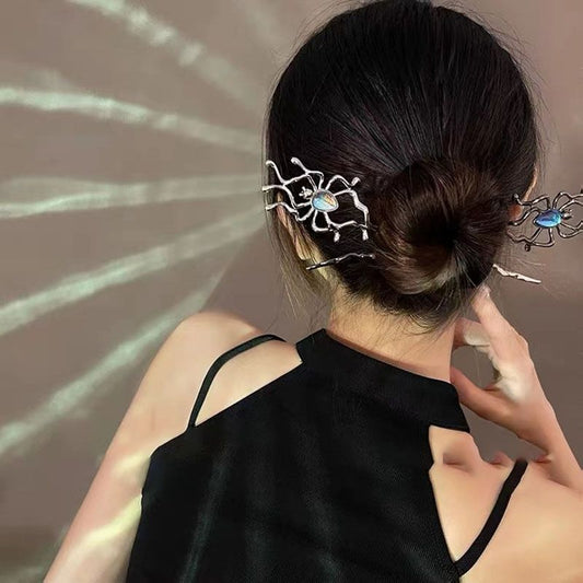 Antique High Level Spider Moonlight Stone Hairpin Female Pan Hairpin Dark Hairpin Hanfu Headwear 2022 New