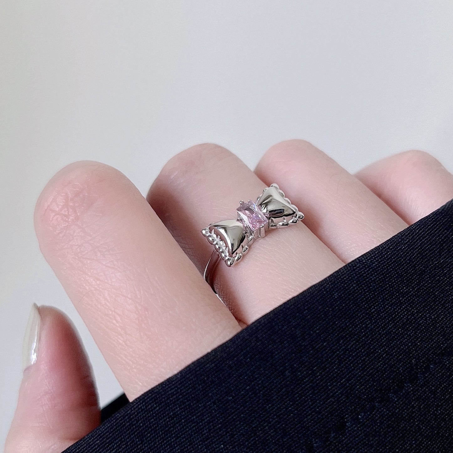 Pink diamond love ring female niche design premium feeling ring