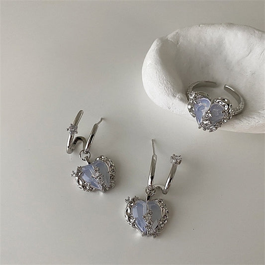 Lingshan Evening Star Light and Luxury Opal Korean Simple Star Tassel Earrings Female Earrings
