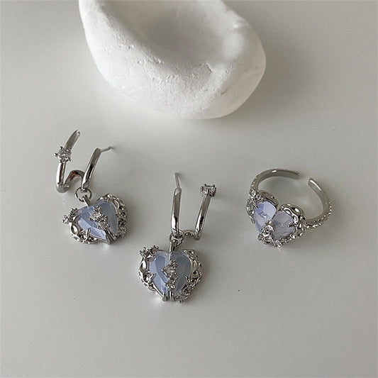 Lingshan Evening Star Light and Luxury Opal Korean Simple Star Tassel Earrings Female Earrings
