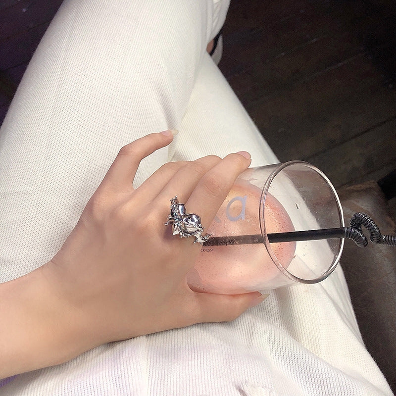 European and American Design Black Thorn Love Ring Cool Wind Open Ring