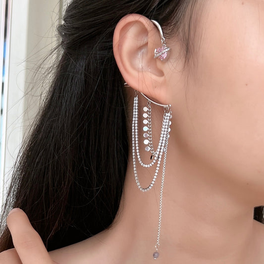 Original fairy ear powder, love tassel ear hook ins, niche design, advanced ear clip without ear hole