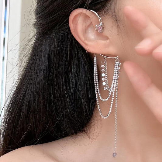 Original fairy ear powder, love tassel ear hook ins, niche design, advanced ear clip without ear hole