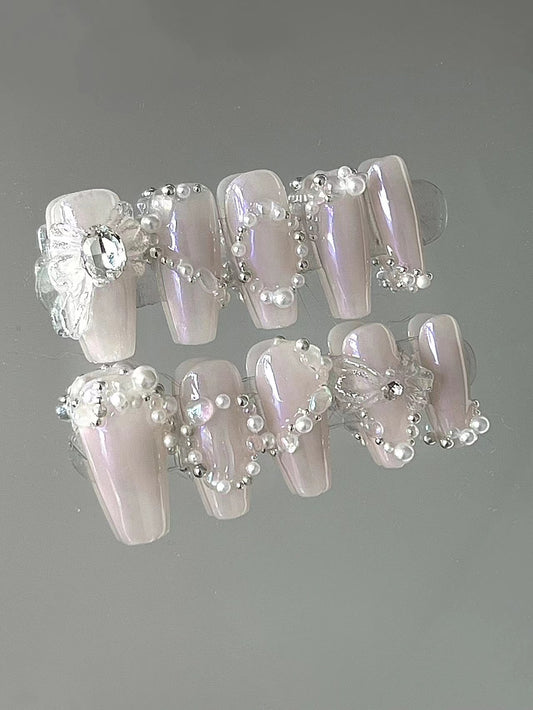 Light gray dark color is fairy princess bow pearl manual phototherapy customized armor
