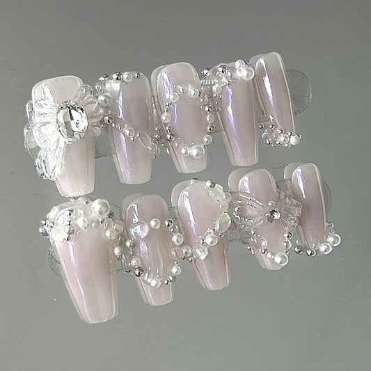 Light gray dark color is fairy princess bow pearl manual phototherapy customized armor