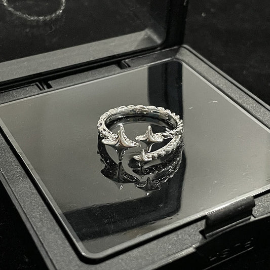 Fashion meteor ring female vintage personality S925 silver ring
