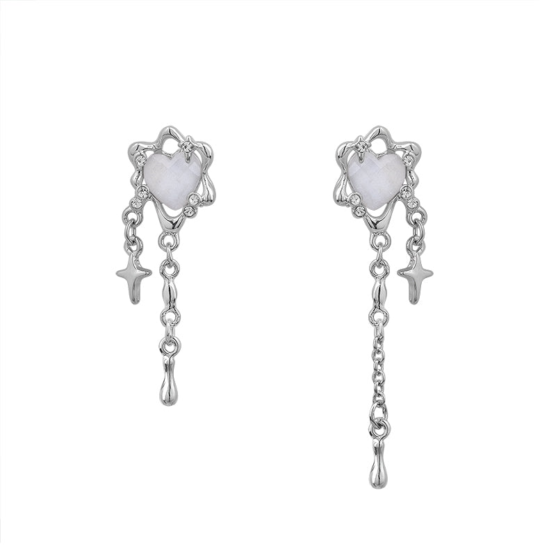 Simple, atmospheric, white zircon, fashionable, light and luxurious earrings, a collection of high-end earrings for women