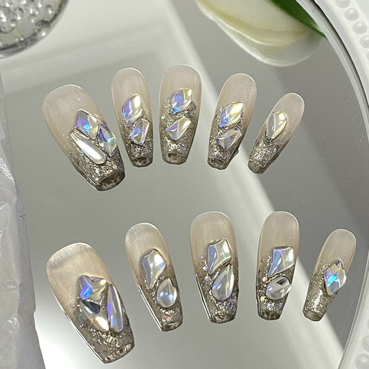 Nail patch finished aurora diamond pregnant women's hand-wear bride nail false nail removable
