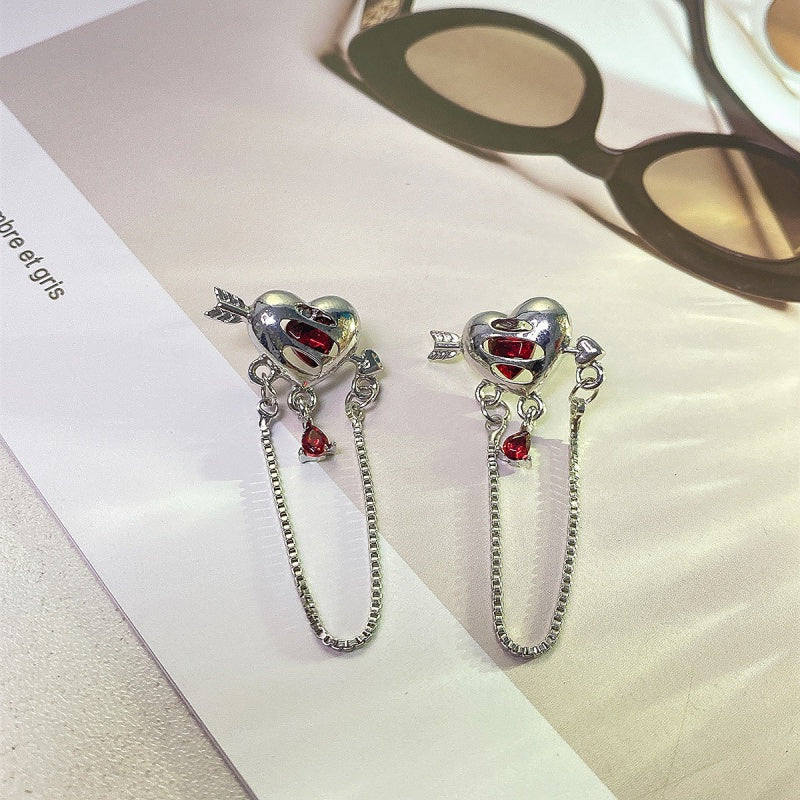 Sweet cool personality fashion commuting love earrings female temperament simple and versatile long chain flow