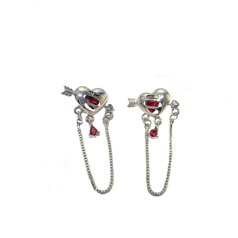 Sweet cool personality fashion commuting love earrings female temperament simple and versatile long chain flow