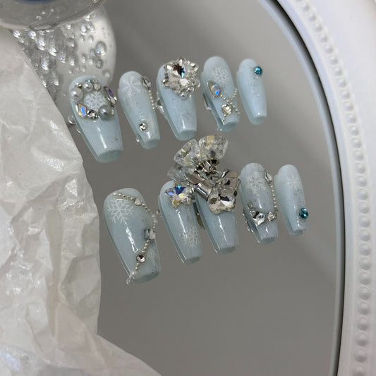 Handmade armour Christmas bell snowflake light blue heavy work student pregnant woman detachable wear
