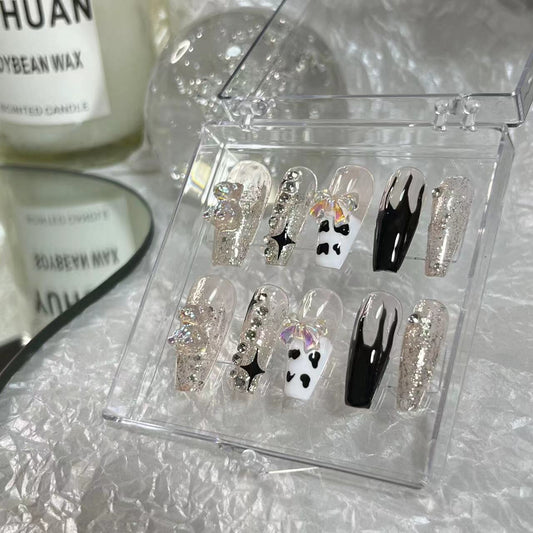 Wearing nail by hand, aurora bear aurora bow, pure desire, sweet and cool, pregnant women and students can use removable manicure