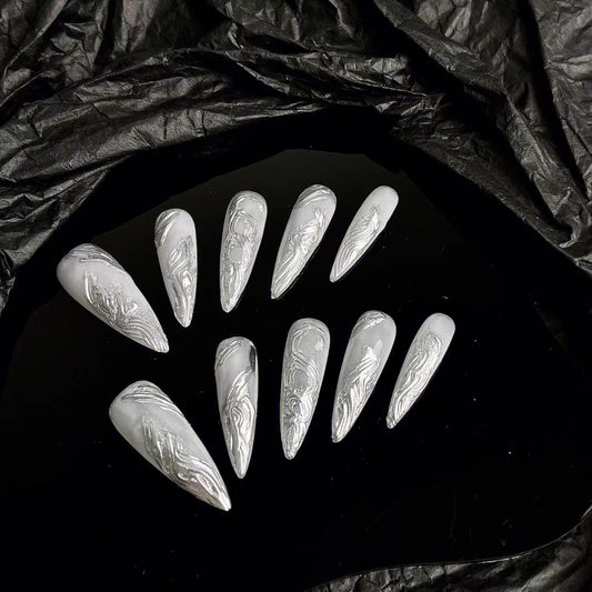 Chaoku hand-made nail enhancement liquid silver cold feeling Spicy girls wear nails repeatedly