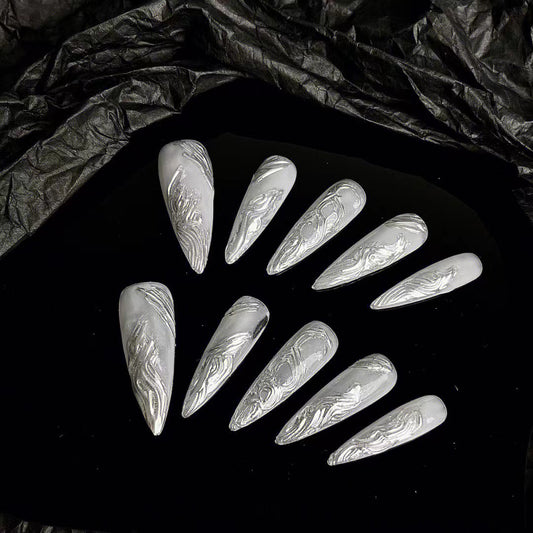 Chaoku hand-made nail enhancement liquid silver cold feeling Spicy girls wear nails repeatedly
