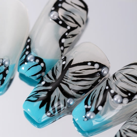 The Ghost of the Secret Service | The glittering atmosphere in summer, the handmade nail enhancement, the white and cold feeling, the high-level hand-painted French style wear