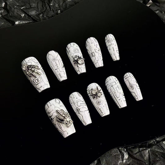 Terminator | Cyberpunk style niche dark metal handmade nail enhancement explosion flash spider sweet cool hot girl nail enhancement