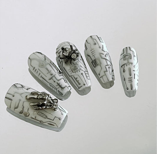 Terminator | Cyberpunk style niche dark metal handmade nail enhancement explosion flash spider sweet cool hot girl nail enhancement